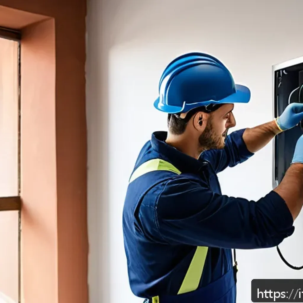 건축전기설비기사 전문성 개발 방법 - A professional Italian electrician wearing appropriate safety gear and clean, modern workwear, insta...
